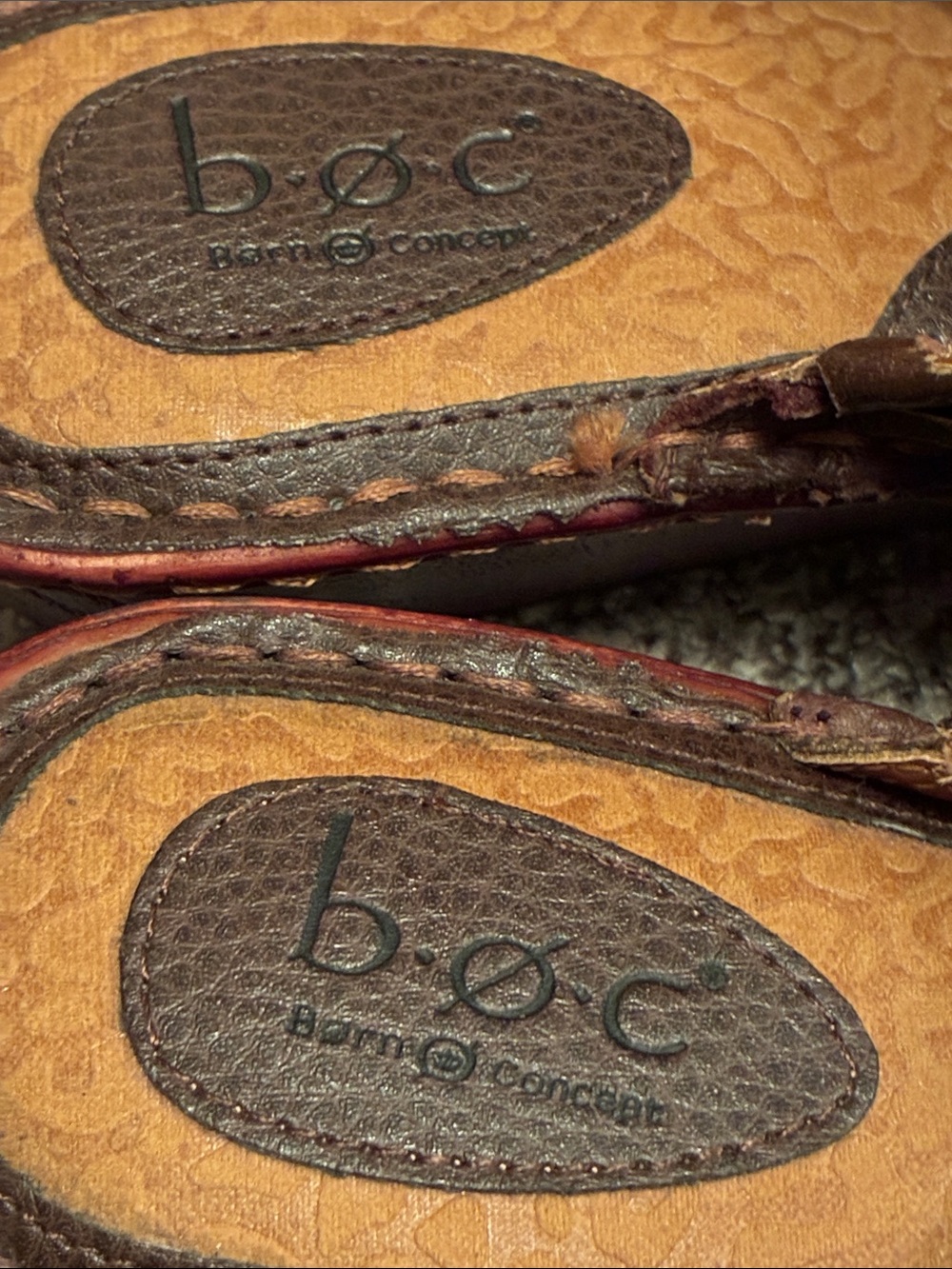 b.o.c. Women's Brown Leather Crisscross Wedge Sandals - Picture 3 of 6